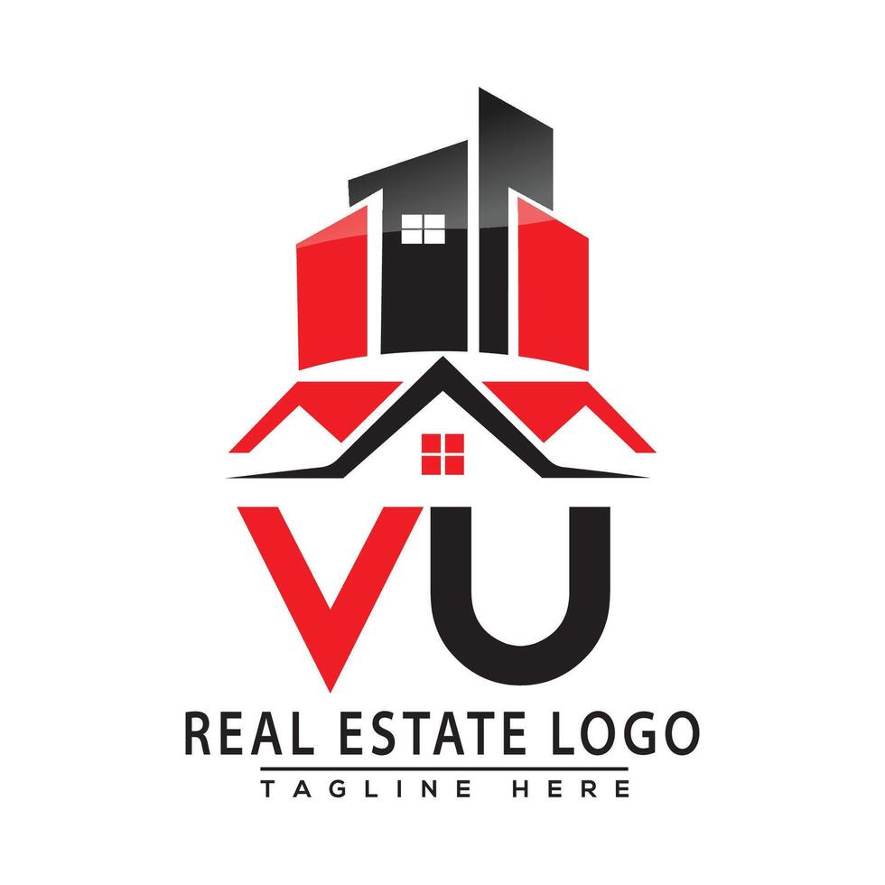 vu echt landgoed logo rood kleur ontwerp huis logo voorraad vector. vector