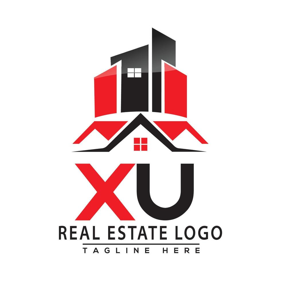 xu echt landgoed logo rood kleur ontwerp huis logo voorraad vector. vector