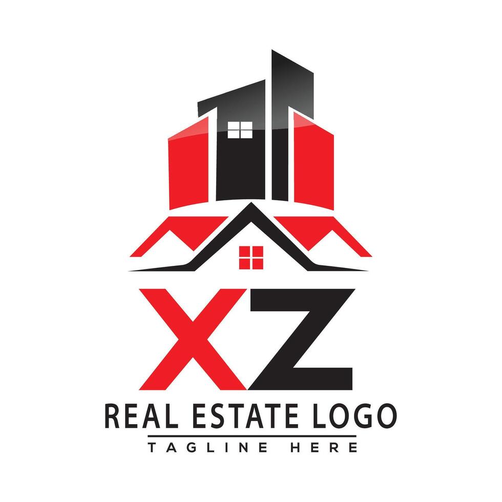 xz echt landgoed logo rood kleur ontwerp huis logo voorraad vector. vector