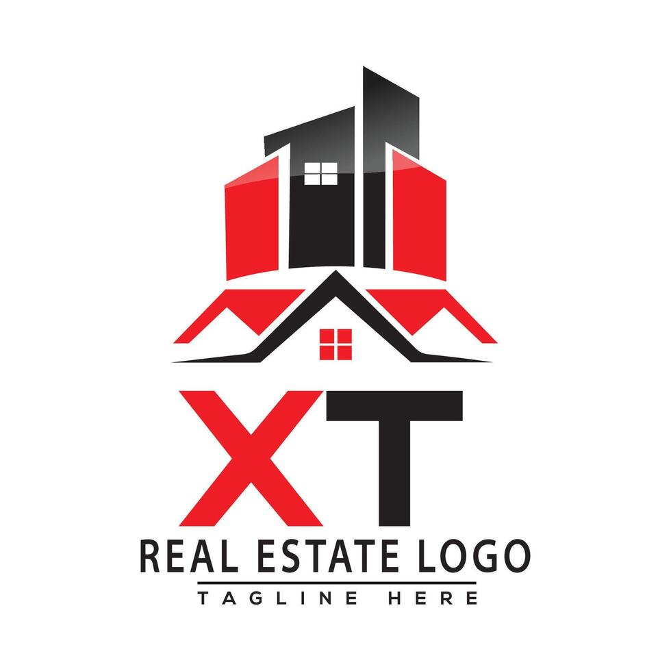 xt echt landgoed logo rood kleur ontwerp huis logo voorraad vector. vector