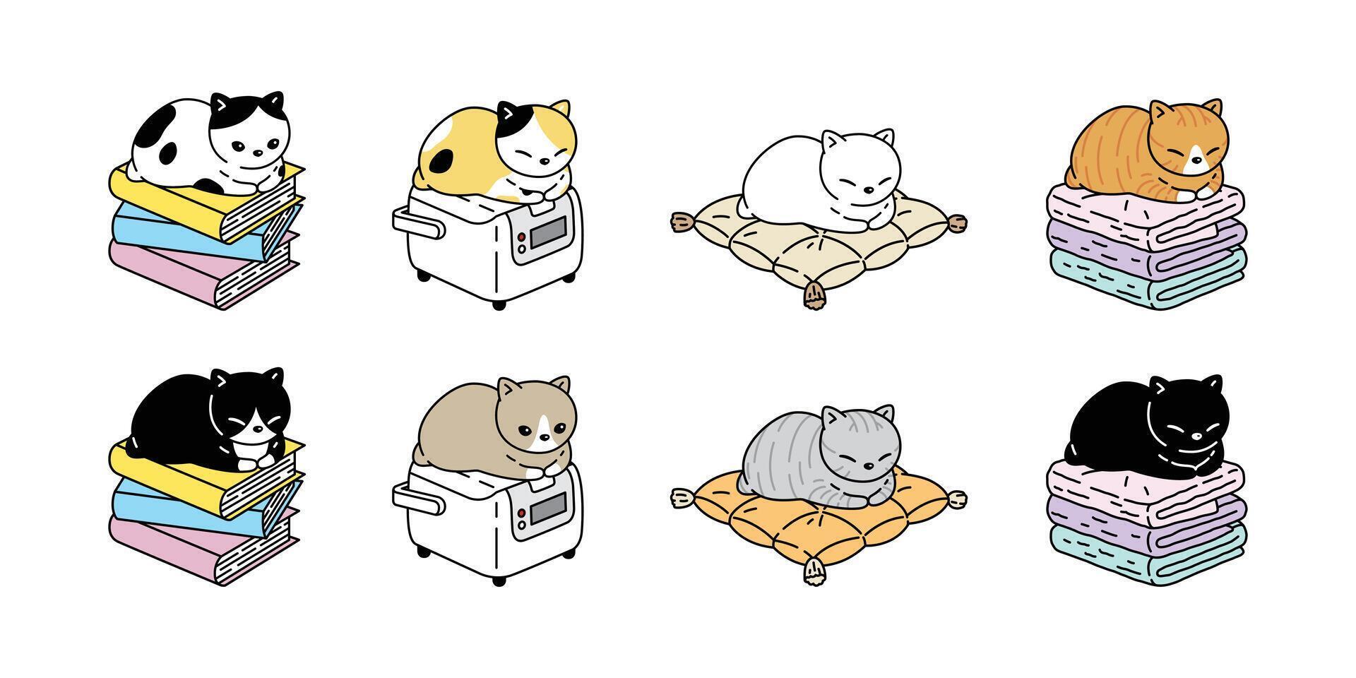 kat vector katje calico slapen icoon speelgoed- kamer huis logo symbool huisdier dier tekenfilm karakter illustratie tekening ontwerp