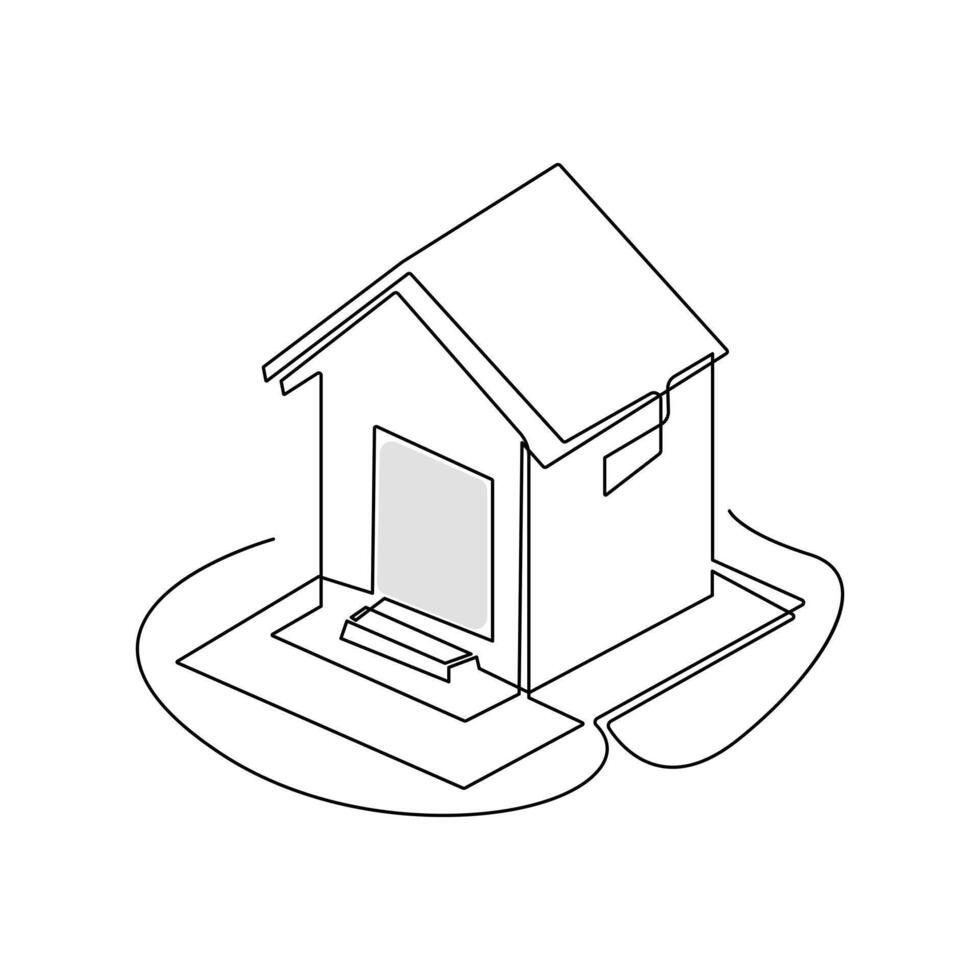 een lijn doorlopend modern huis bouwkundig tekening en familie huis schets minimalistische enkele lijn kunst illustratie vector