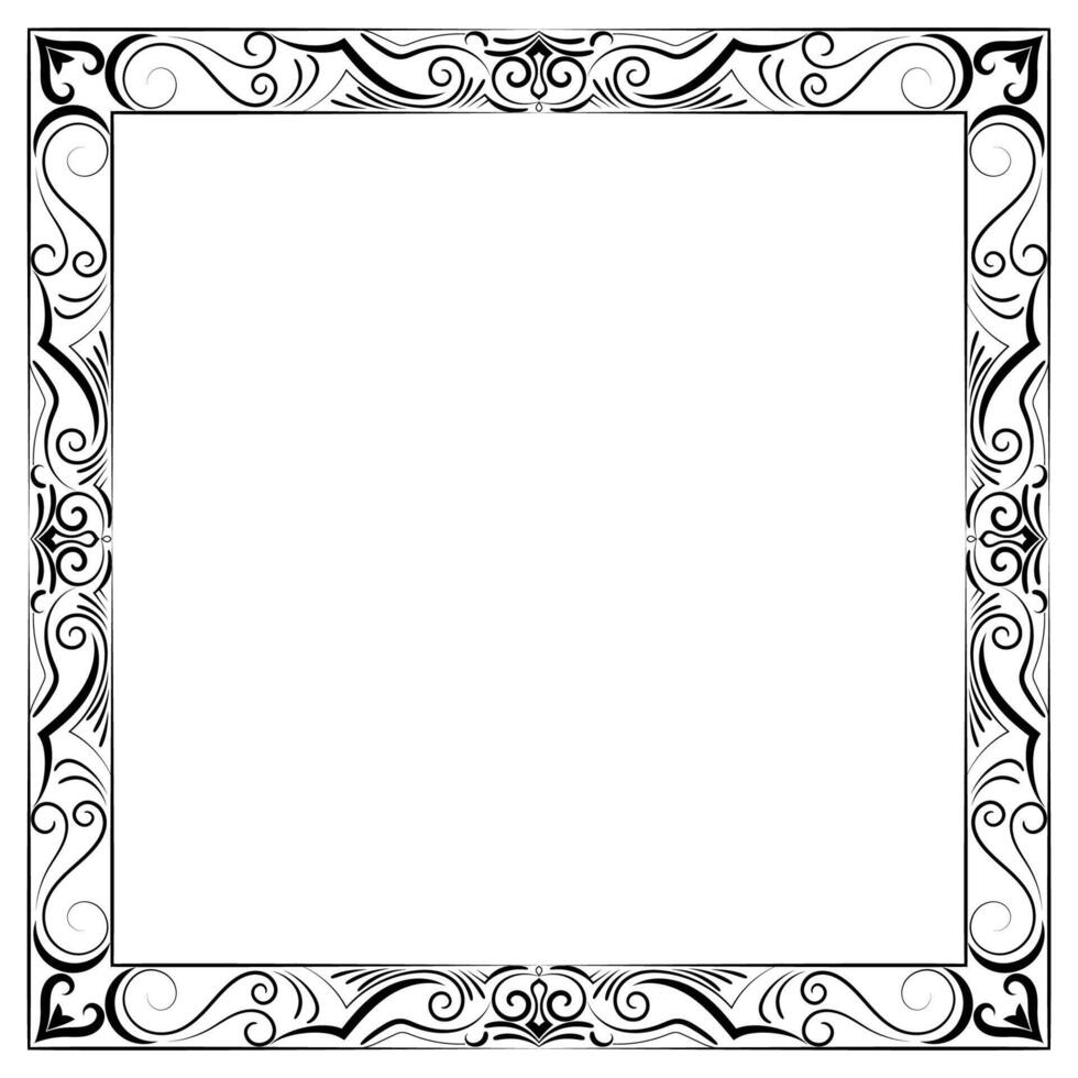 wijnoogst kader met zwart lijnen voor barok afbeelding kozijnen. vector