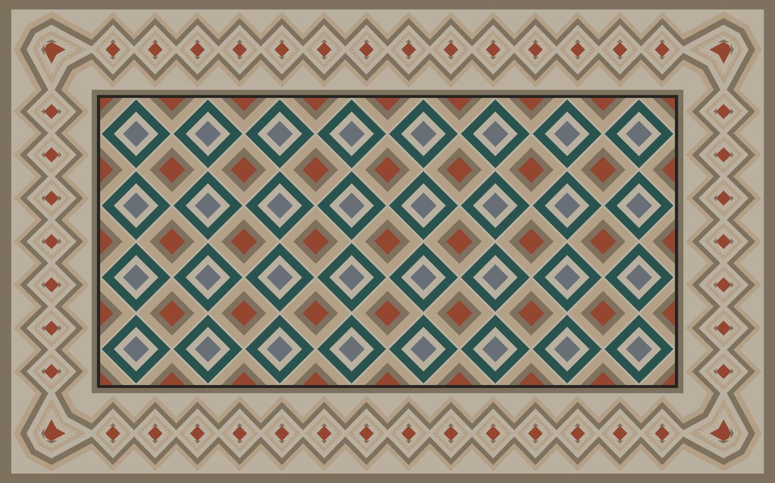 gemakkelijk meetkundig patroon tapijt in licht bruin en groen voor het drukken en weven. vector