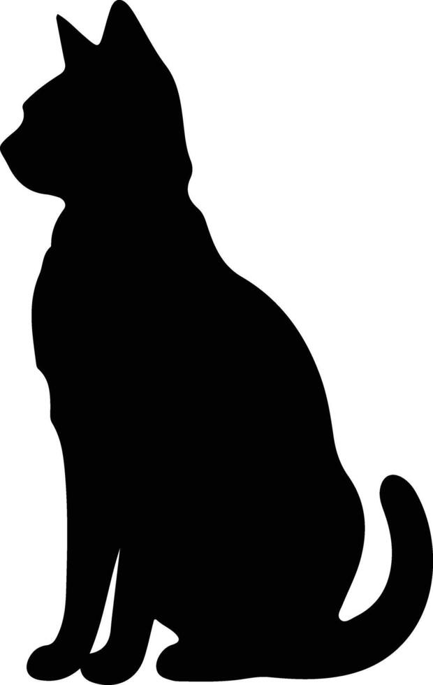 Russisch wit zwart en gestreept kat zwart silhouet vector
