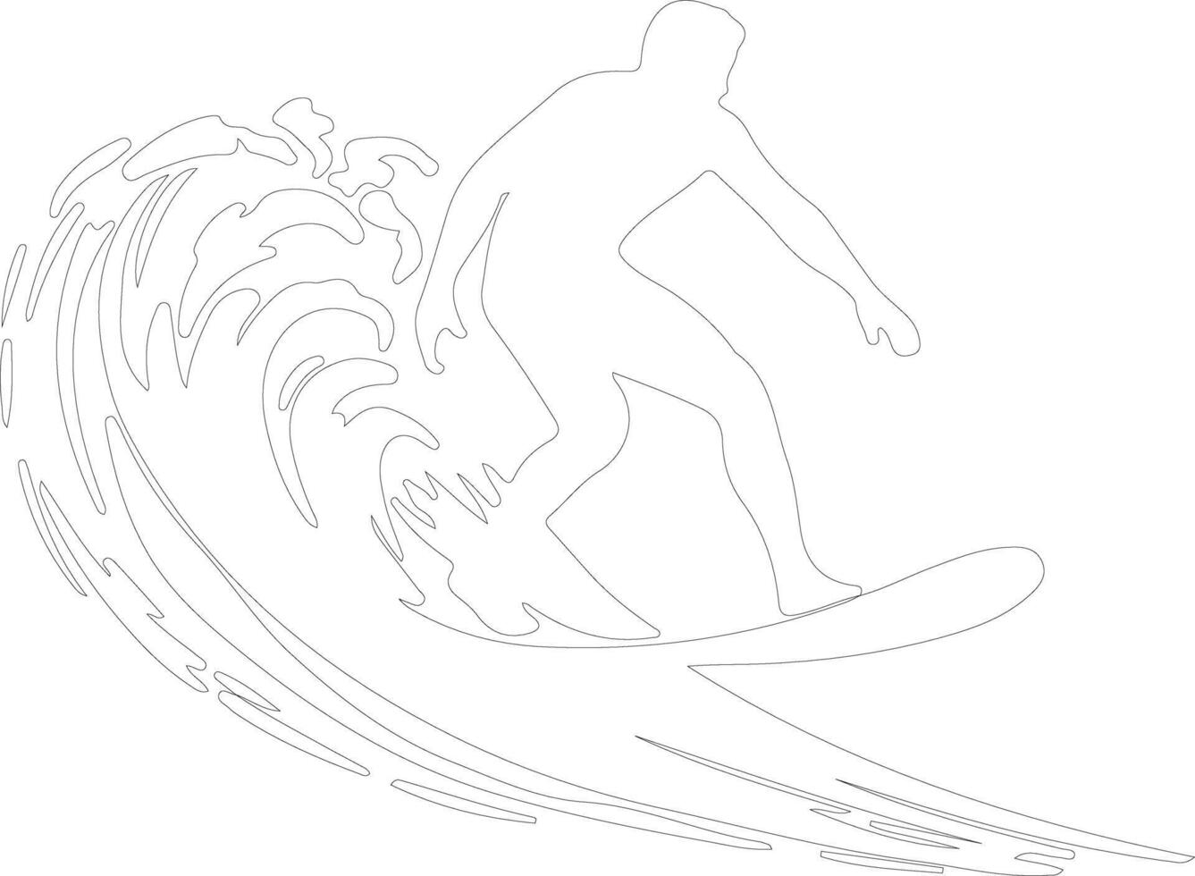 surfing schets silhouet vector