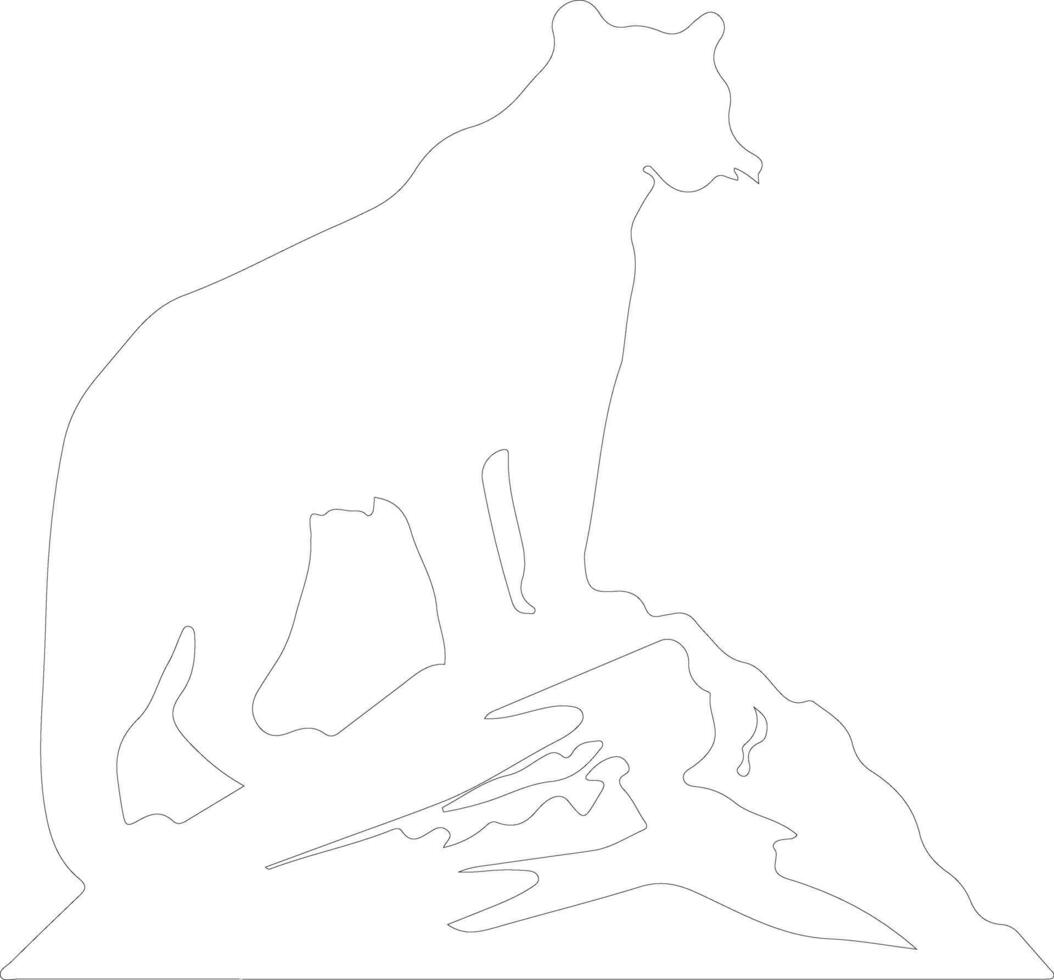berg leeuw schets silhouet vector