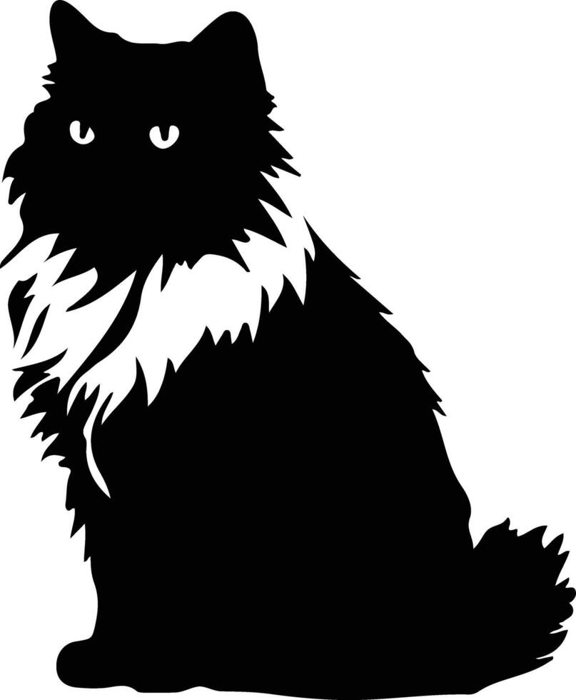 himalayan kleurpunt Perzisch kat zwart silhouet vector