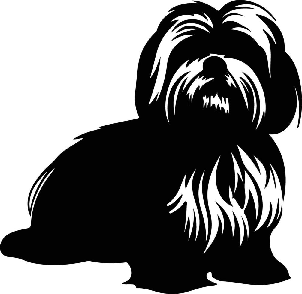 lhasa apso zwart silhouet vector