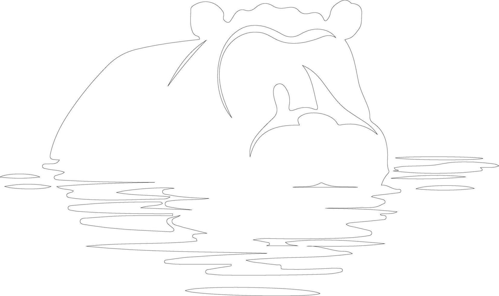 nijlpaard schets silhouet vector