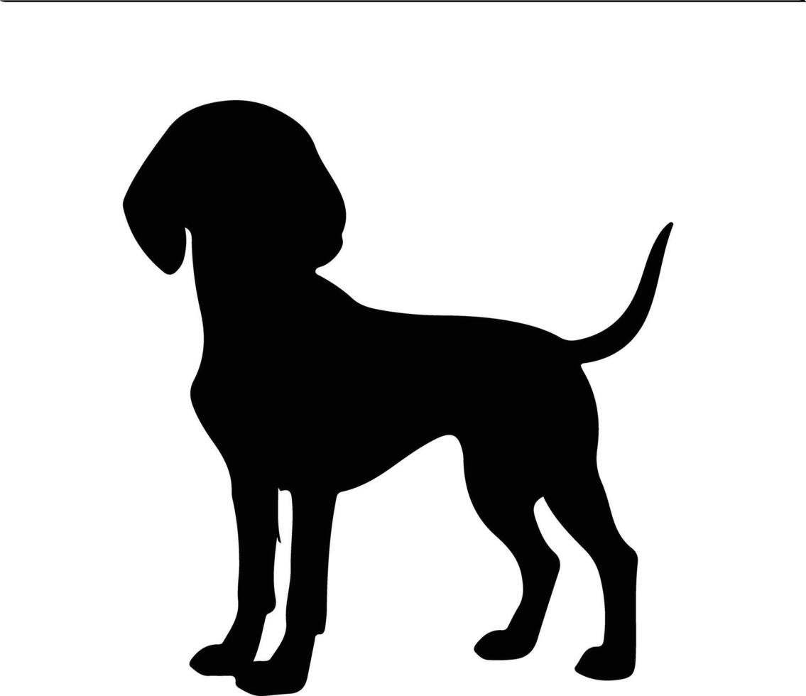 zwart en bruinen coonhound zwart silhouet vector