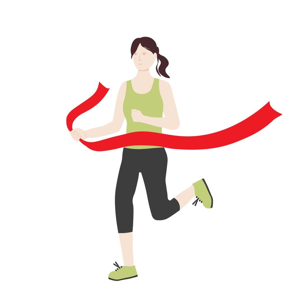 een meisje wie liep een marathons. joggen. sportman. atleet. vector voorraad illustratie. geïsoleerd Aan een wit achtergrond.