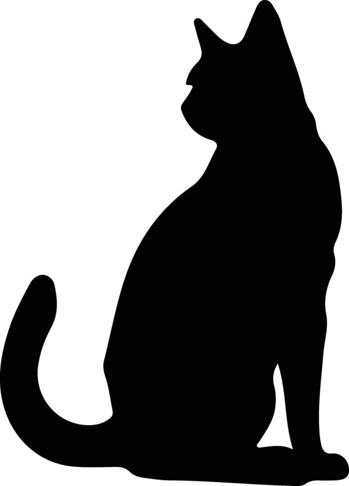 Russisch wit zwart en gestreept kat zwart silhouet vector