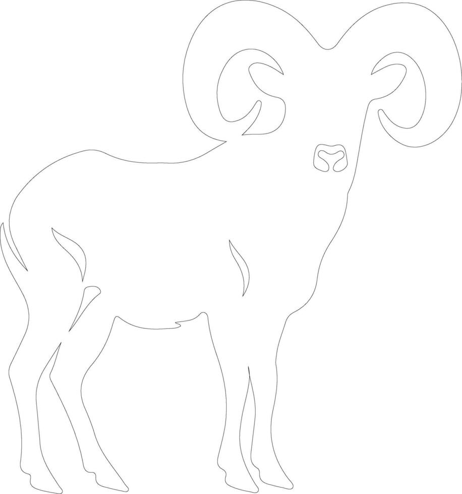 grote hoorn schapen schets silhouet vector