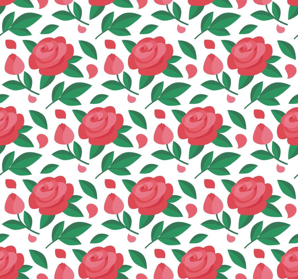 patroon van rood rozen en blad vector