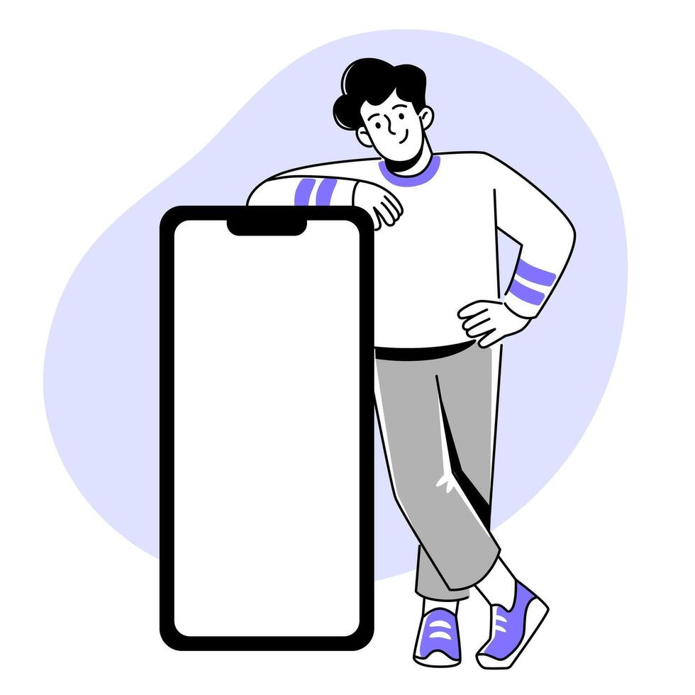 illustratie van Mens met smartphone vector