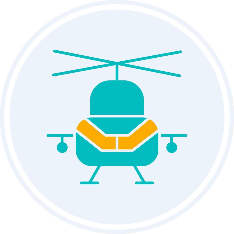 leger helikopter glyph twee kleur cirkel icoon vector