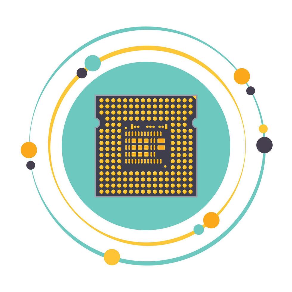 CPU centraal verwerken eenheid microchip technologie vector illustratie grafisch