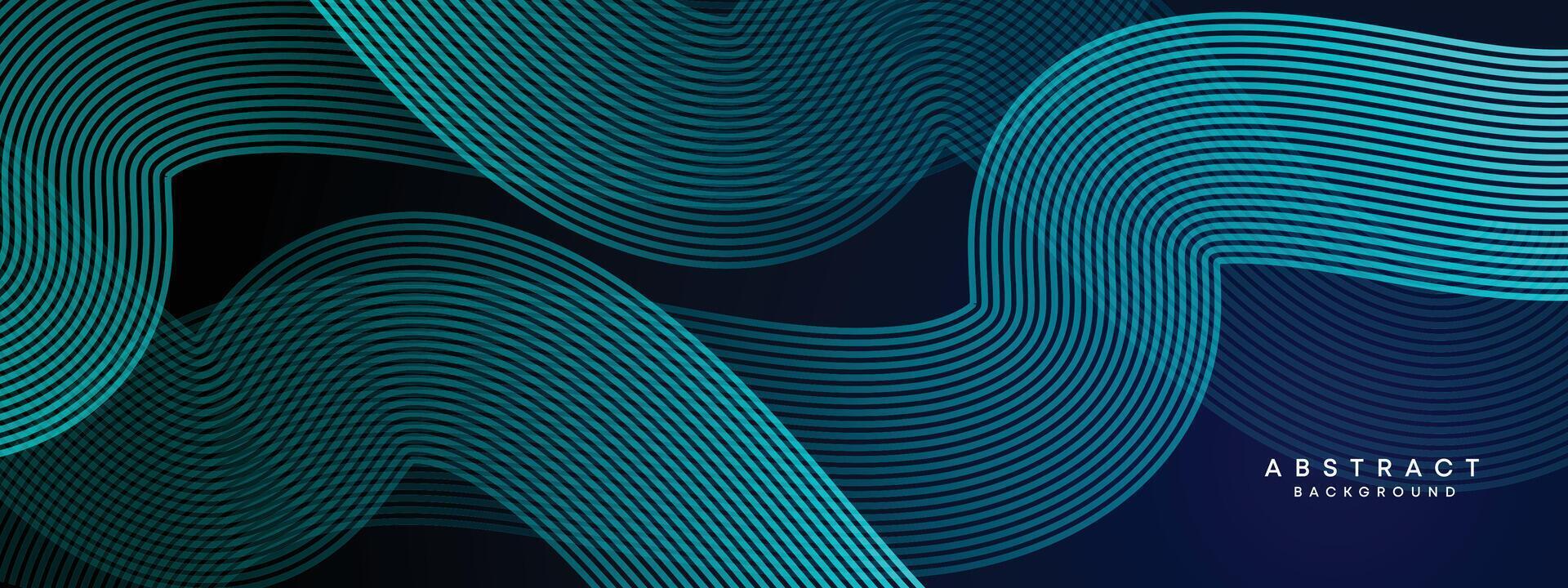 abstract donker marine blauw golvend cirkels lijnen technologie achtergrond. modern blauw helling met gloeiend lijnen glimmend meetkundig vorm en diagonaal, voor brochure, omslag, poster, banier, website, hoofd vector