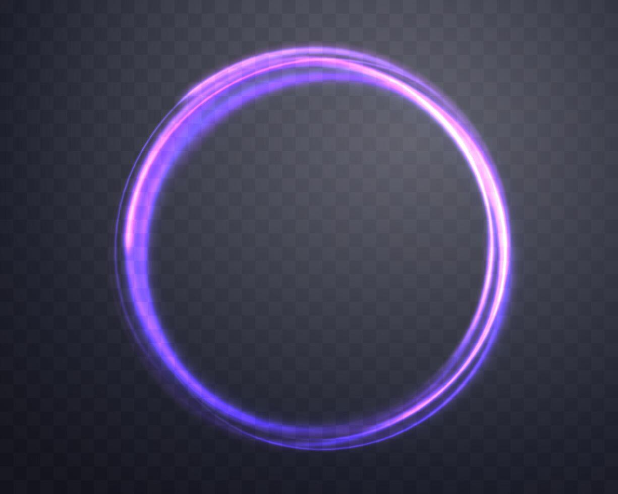 gloeiend Purper magie ring. neon realistisch energie gloed halo ring. abstract licht effect. vector illustratie.