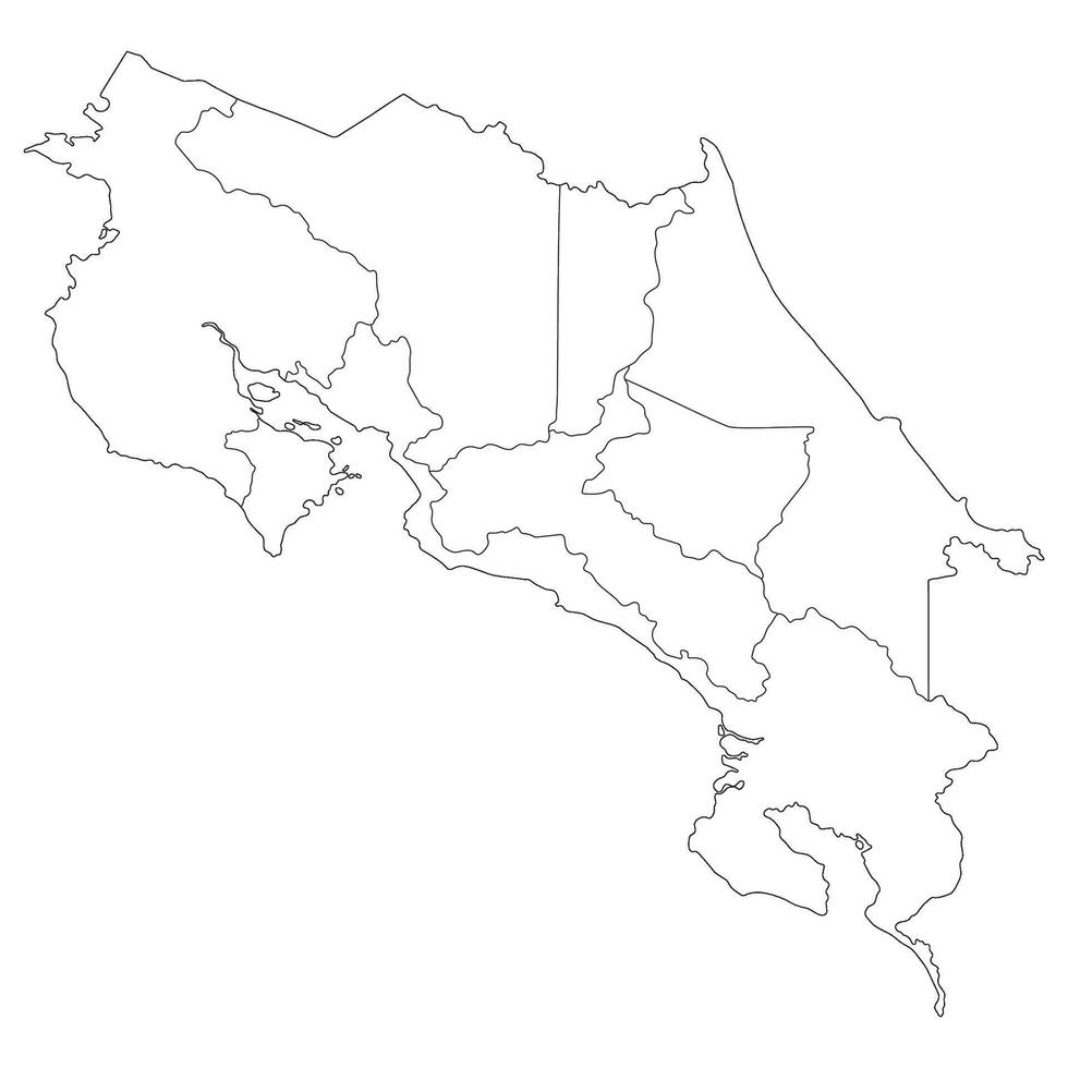 costa rica kaart. kaart van costa rica in administratief provincies in wit kleur vector