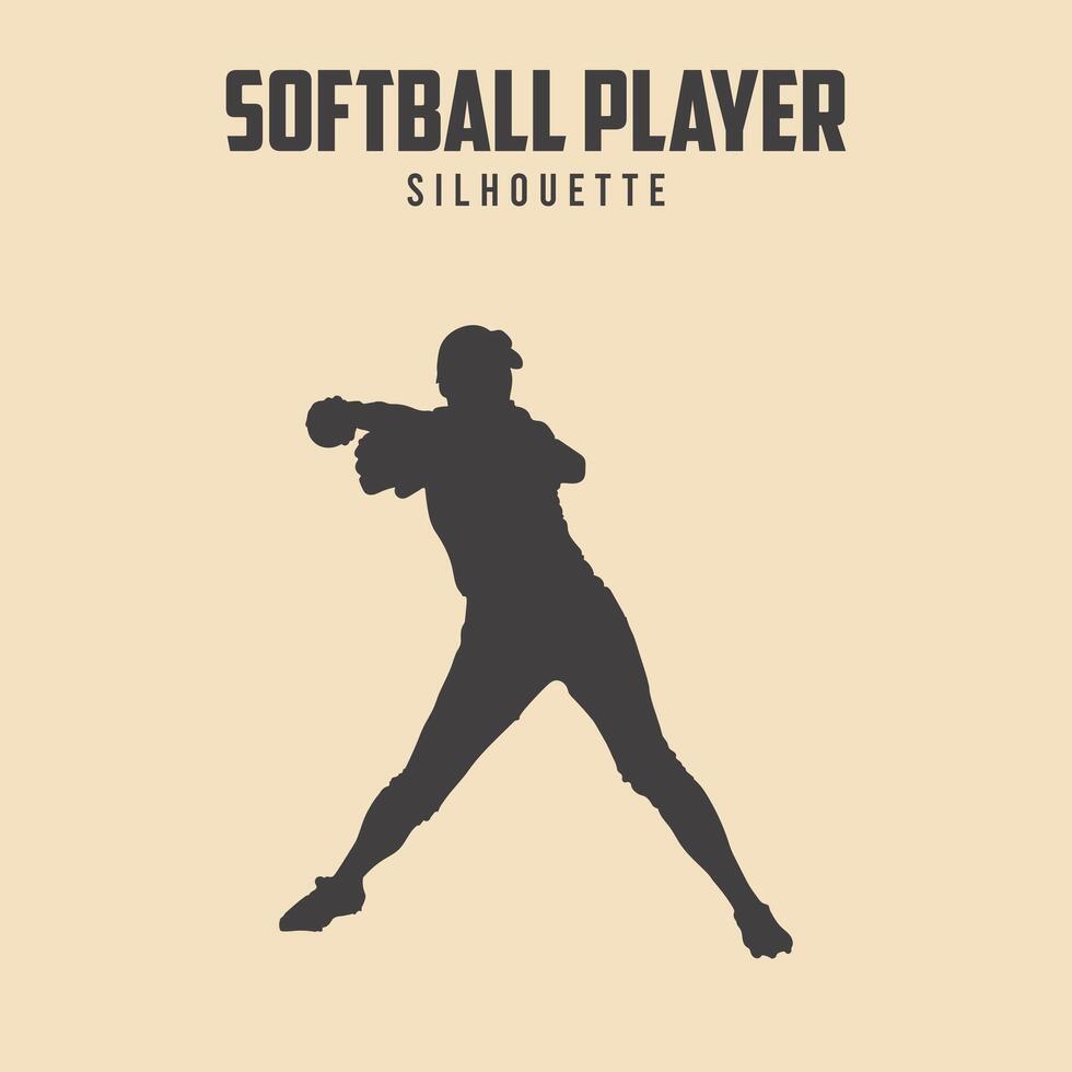 softbal speler zwart silhouet vector