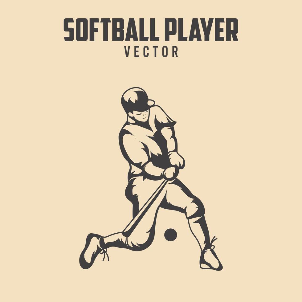 softbal speler zwart illustratie vector