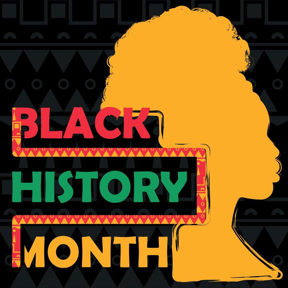 zwart geschiedenis maand poster silhouet van afro Amerikaans meisje vector