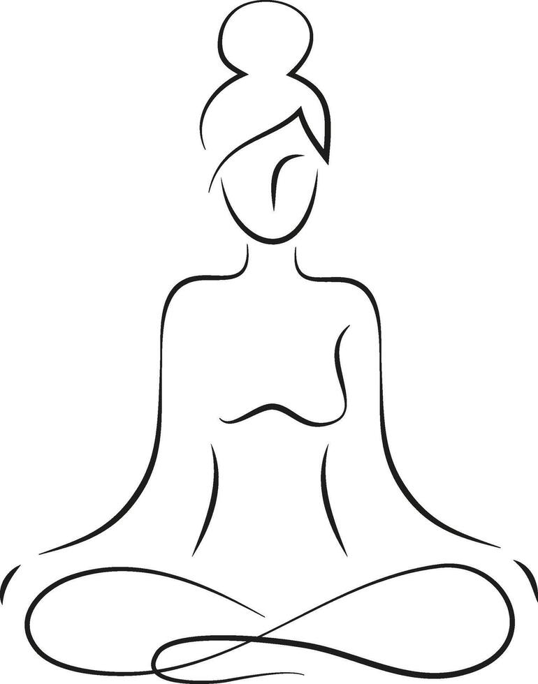 zittend in lotus houding meisje vrouw yoga spa zuiverheid meditatie kalmte bedrijf logo lijn vector