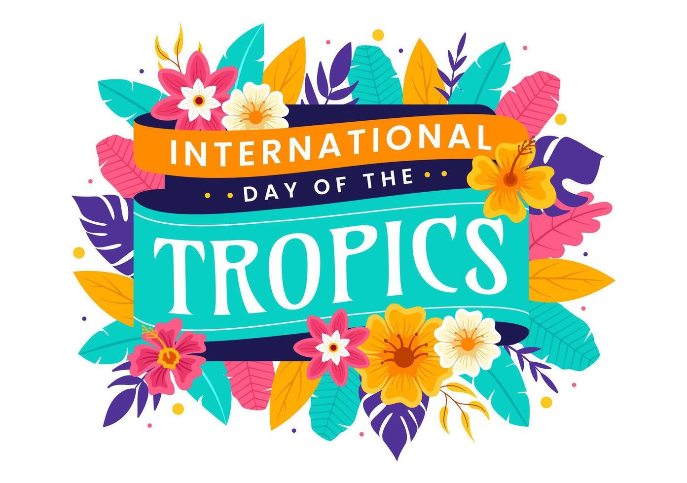 Internationale dag van de tropen vector illustratie Aan 29 juni met dier, gras en bloem planten naar behouden keerkring in natuur vlak achtergrond