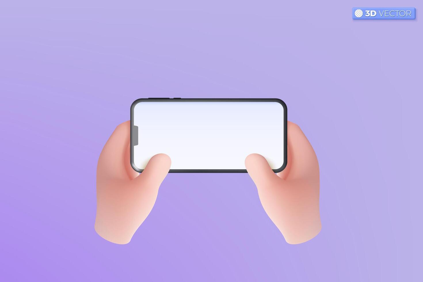 3d hand- Holding mobiel telefoon icoon symbool. realistisch smartphone met leeg scherm, telefoon model. bewerkbare apparaat mobiel sjabloon concept. 3d vector geïsoleerd illustratie, tekenfilm pastel minimaal stijl.