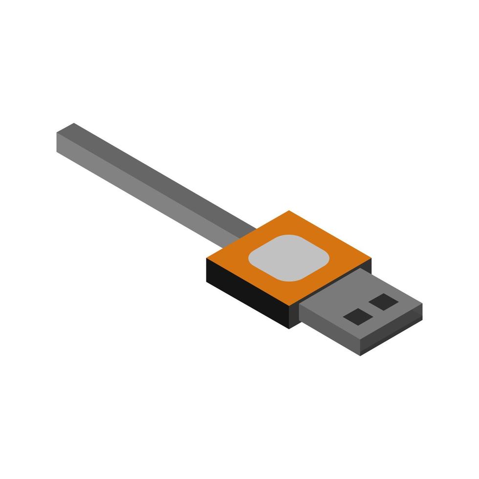 isometrische usb-kabel op een witte achtergrond vector