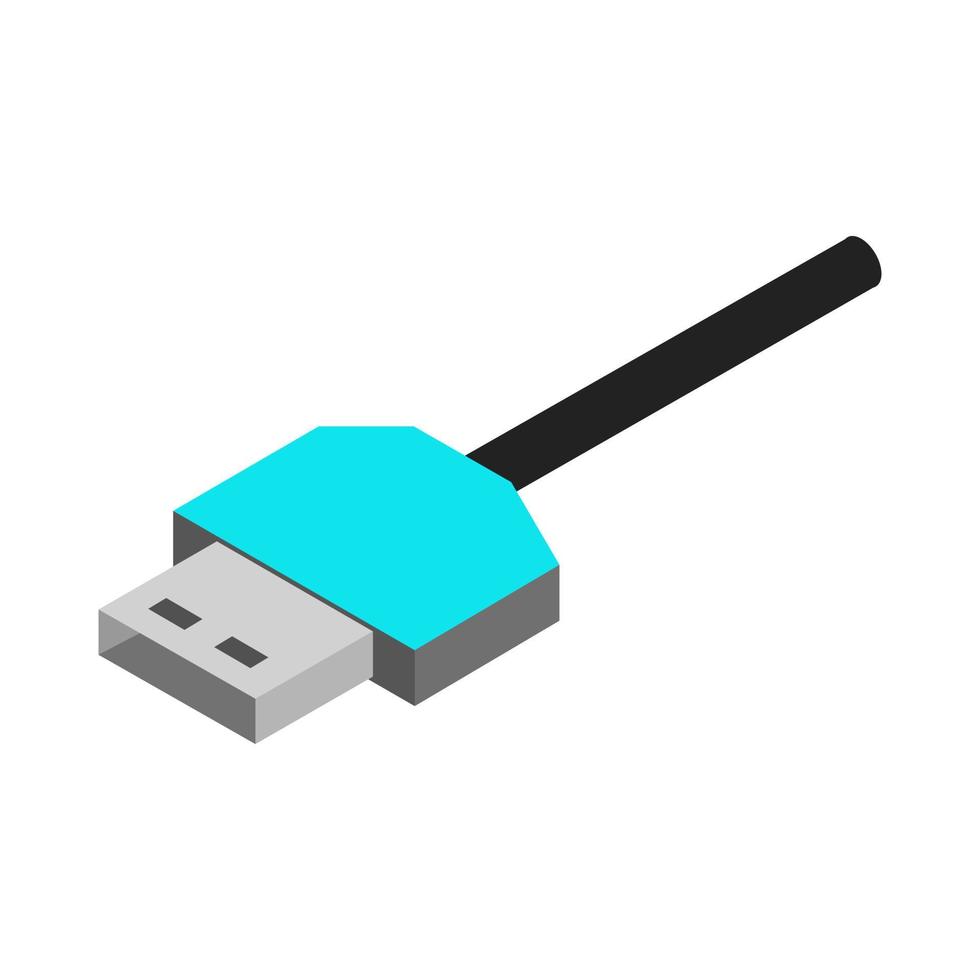 isometrische usb-kabel op een witte achtergrond vector