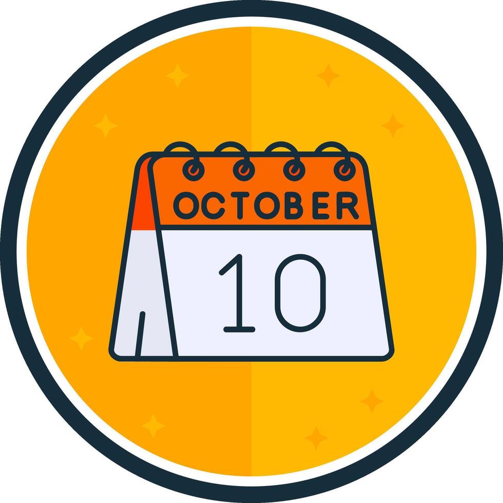 10e van oktober gevulde vers icoon vector