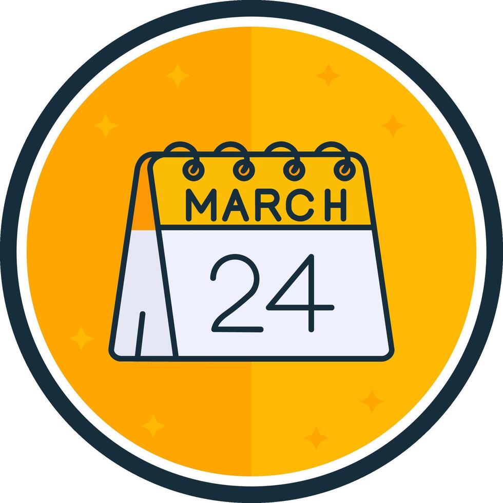 24e van maart gevulde vers icoon vector