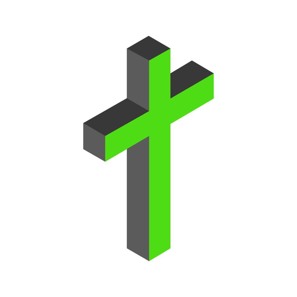 isometrisch geïllustreerd religieus kruis op een witte achtergrond vector