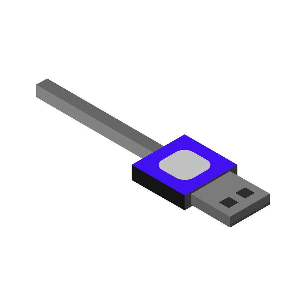 isometrische usb-kabel op een witte achtergrond vector