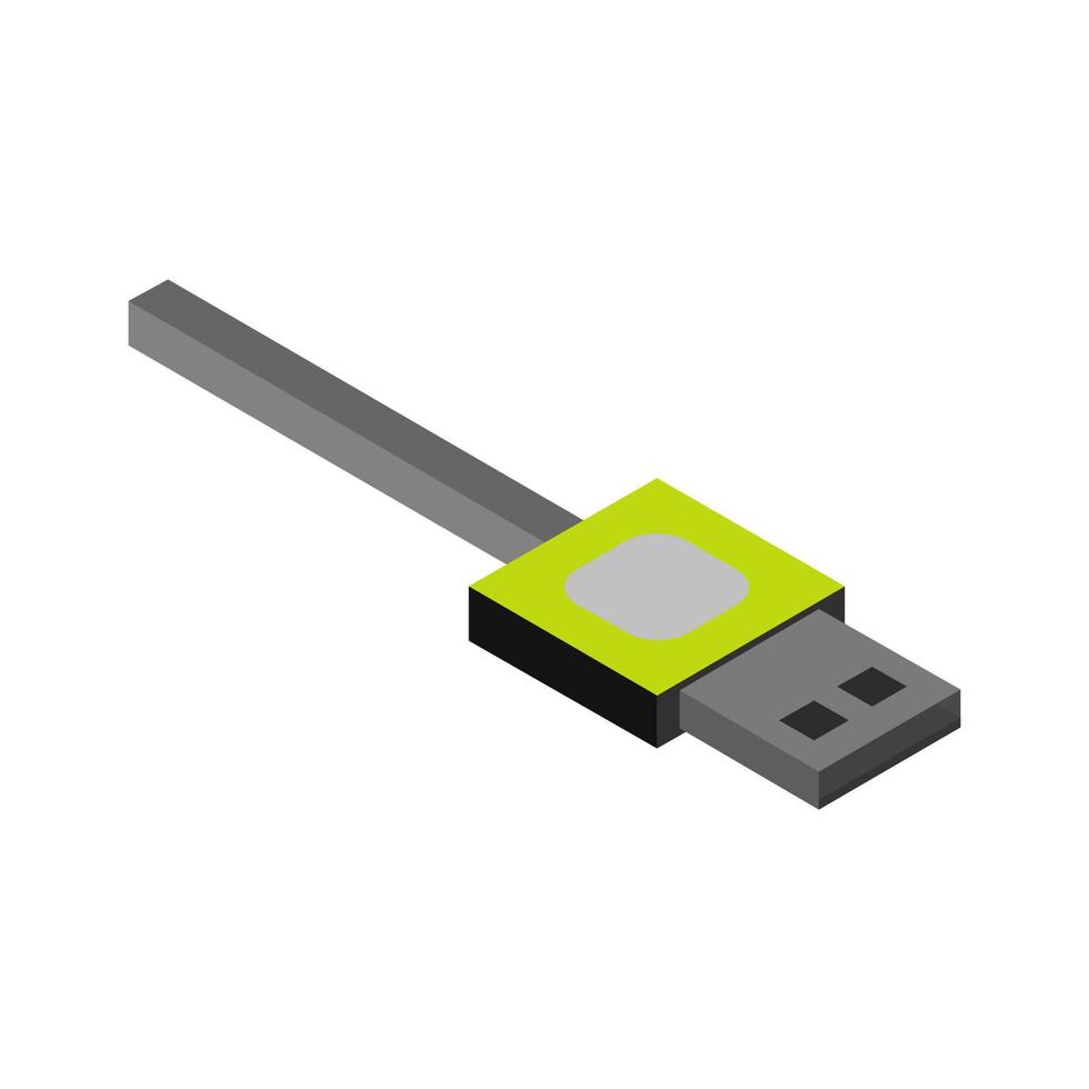 isometrische usb-kabel op een witte achtergrond vector