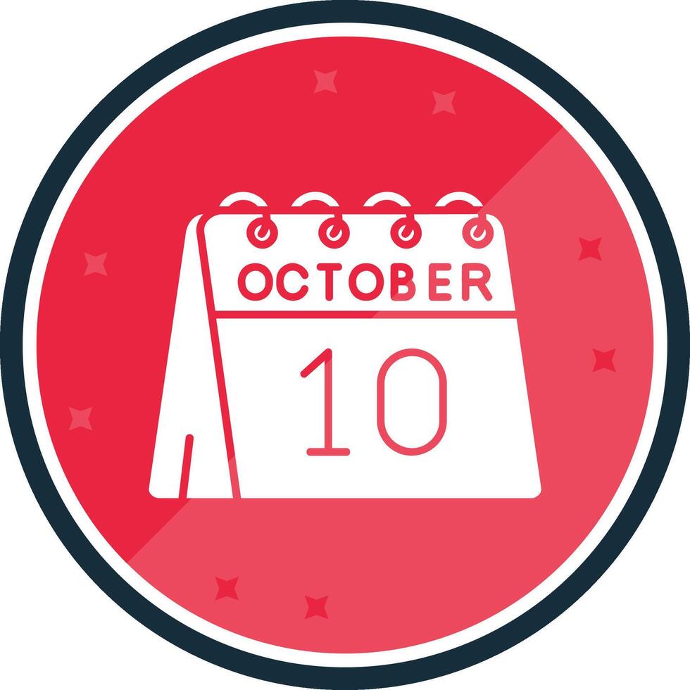 10e van oktober glyph vers icoon vector