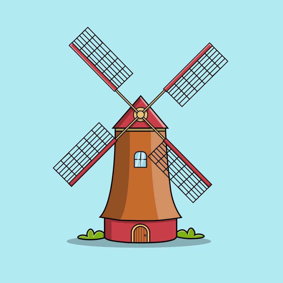 nederlandse windmolen illustratie vector