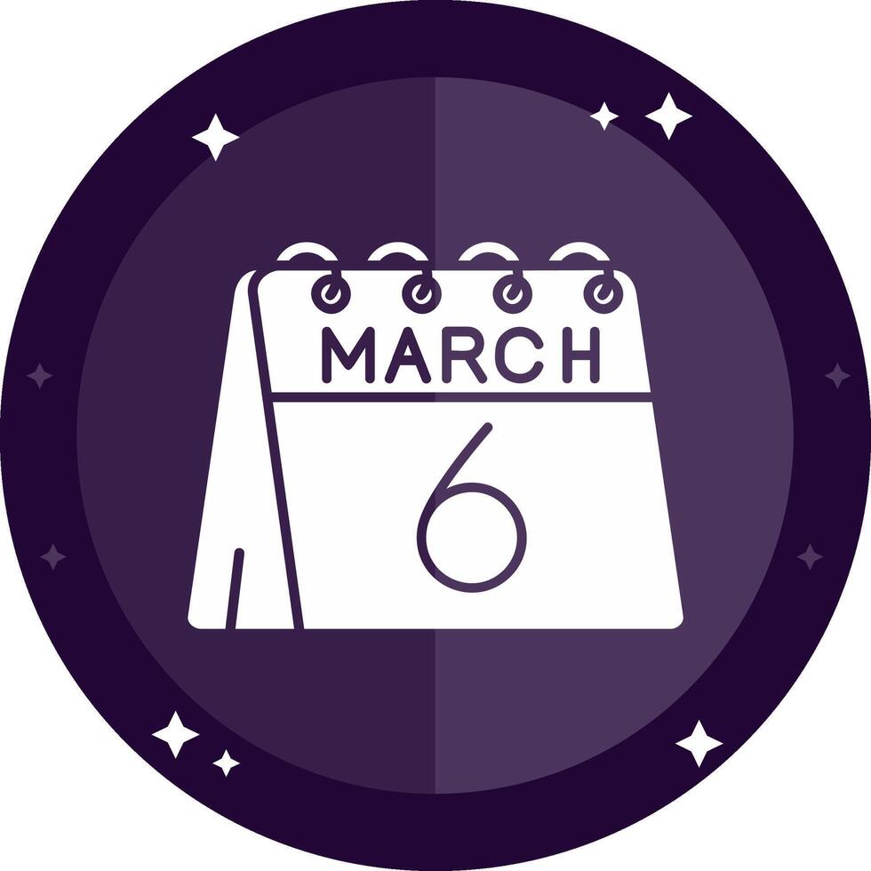6e van maart solide badges icoon vector