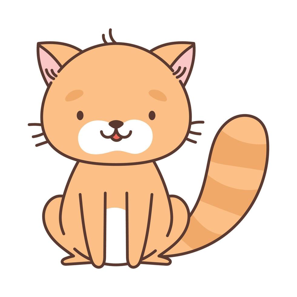 schattig kat in kawaii stijl. schattig dieren in kawaii stijl. tekeningen voor kinderen. geïsoleerd vector illustratie