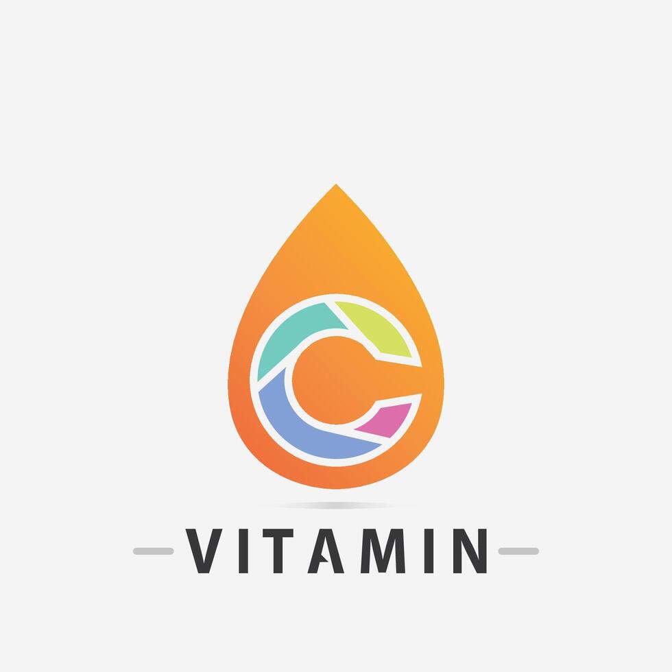 vitamine c logo vector ontwerp vector icoon Gezondheid voeding