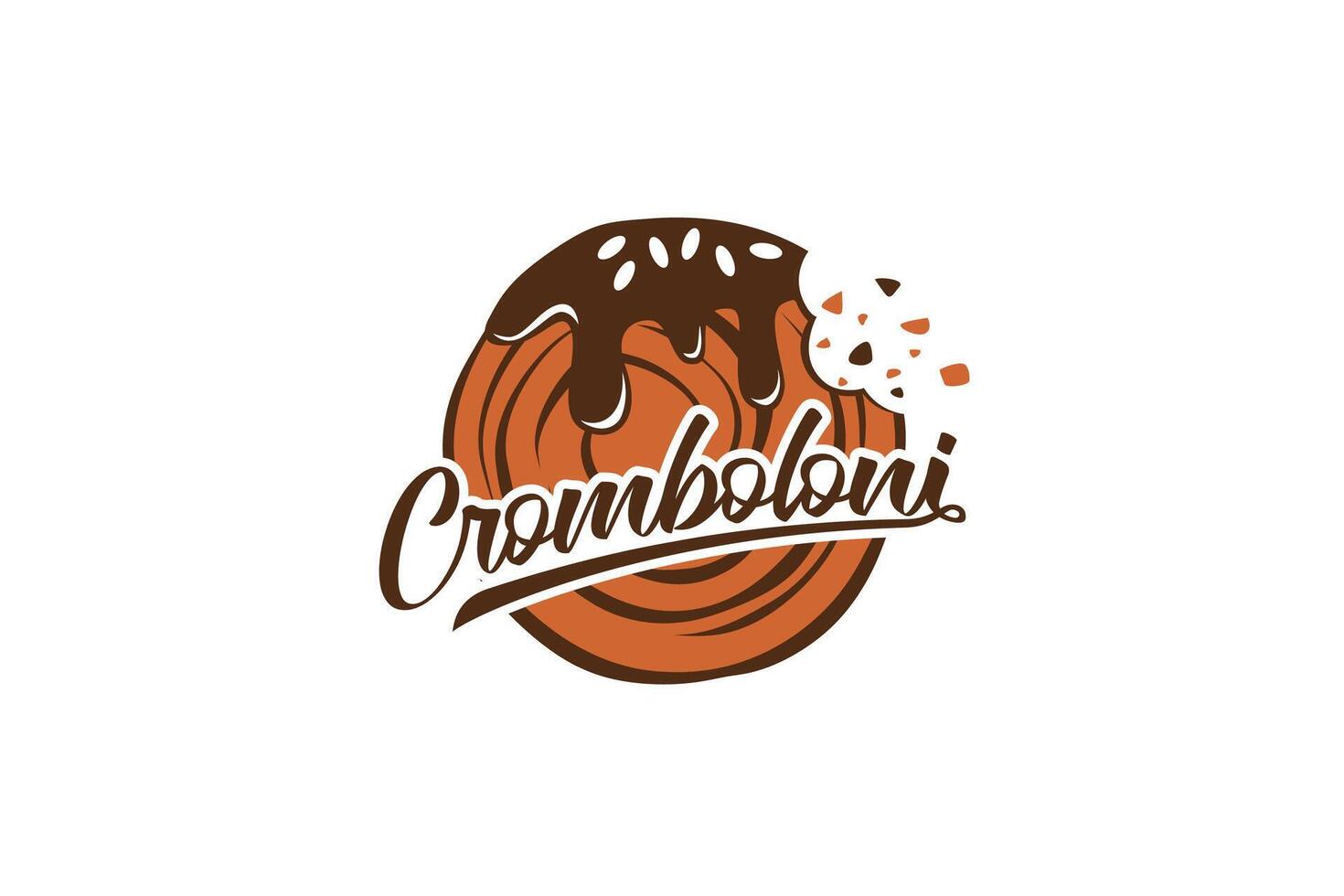 cromboloni logo met een combinatie van gebeten cromboloni en mooi belettering voor bakkerij winkels, cafés, restaurants, enz. vector