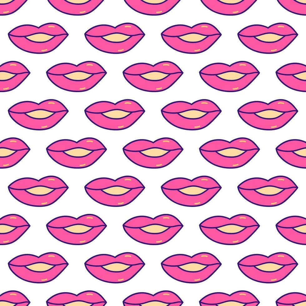 naadloos patroon met roze vrouw lippen. valentijnsdag dag. vector