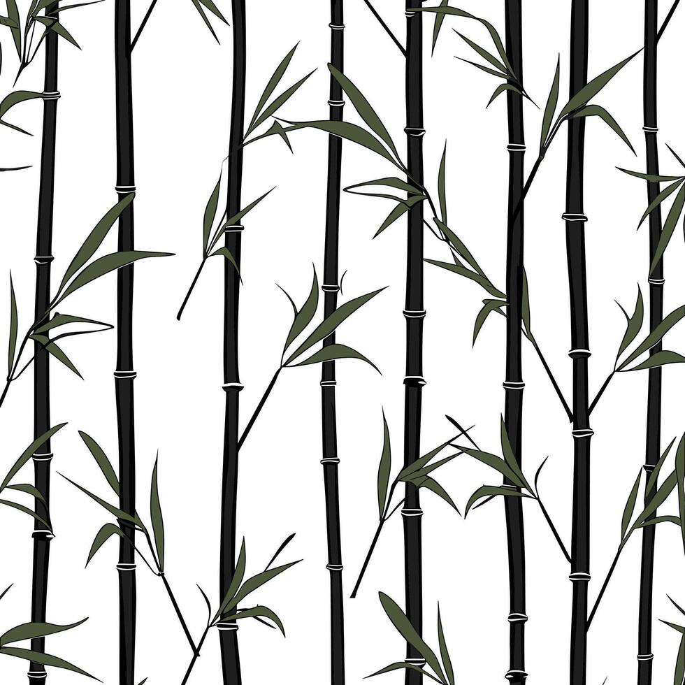 bamboe naadloos verticaal grens Aan wit achtergrond, naadloos patroon van groen bamboe stengels. vector