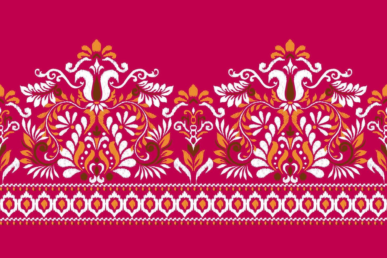 ikat bloemen patroon traditioneel Aan Perzisch achtergrond vector illustratie.ikat etnisch oosters borduurwerk, Azteken stijl, samenvatting achtergrond.ontwerp voor textuur, stof, kleding, verpakking, decoratie, sarong.