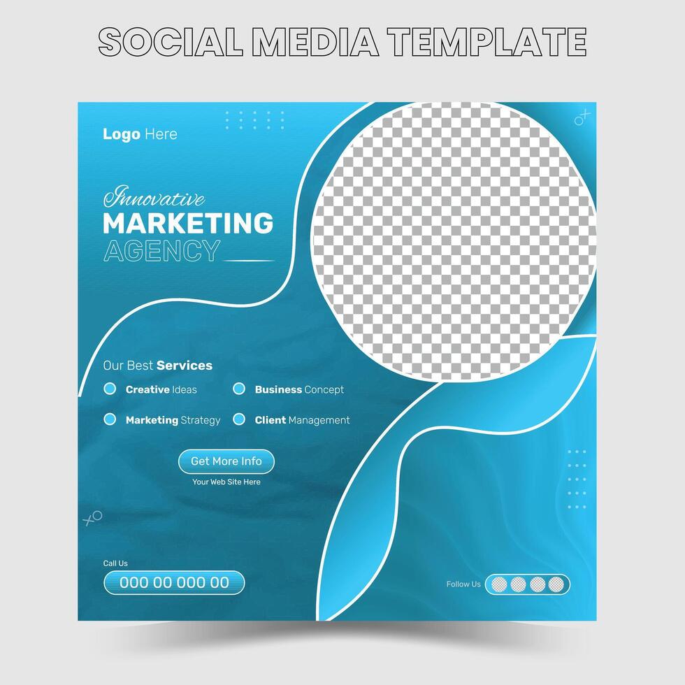 social media template business bureau voor digitale marketing en business vector