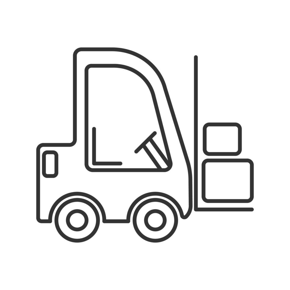 heftruck lineaire pictogram. vorkheftruck. dunne lijn illustratie. vorkheftruck. contour symbool. vector geïsoleerde overzichtstekening