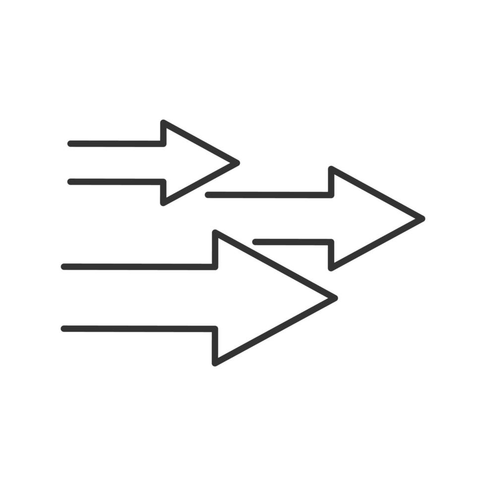 snelheid pijlen lineaire pictogram. dunne lijn illustratie. snelle beweging. contour symbool. vector geïsoleerde overzichtstekening